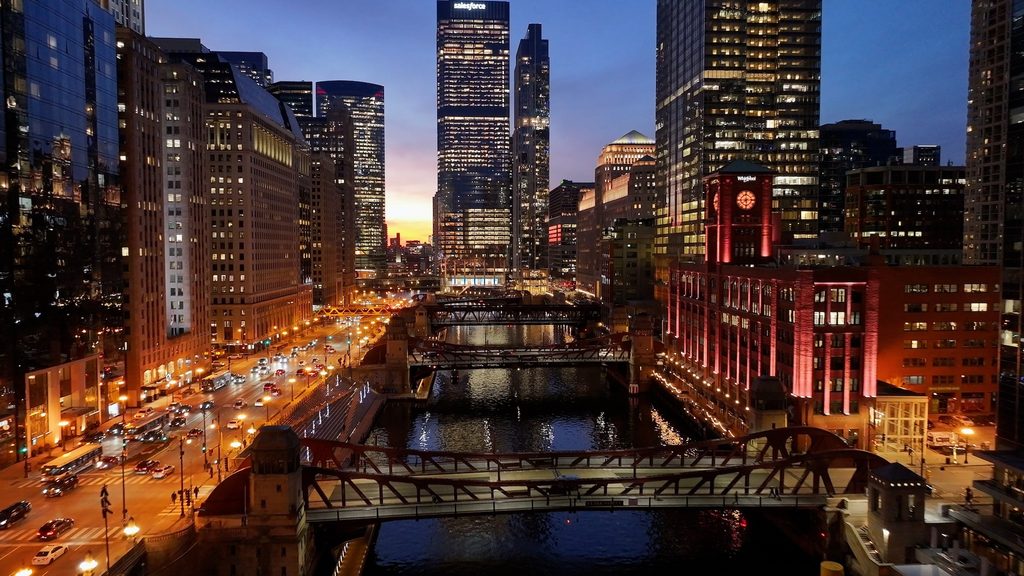 America's famous Route 66 begins among the bright lights and busy streets of Chicago